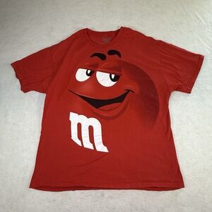 Vintage Y2K 2009 M & M's Big Face Red Candy Promo Tee M & M T‎ Shirt Size XL VTG